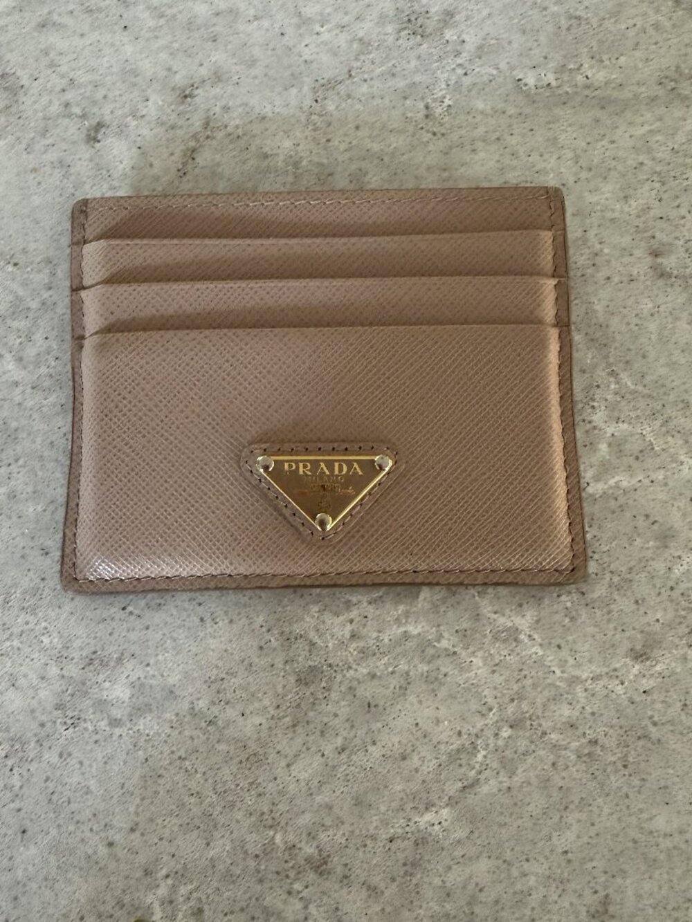 Prada Saffiano Leather Card Holder Pink Wallet